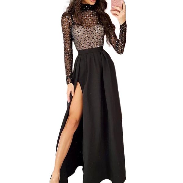 women formal long sleeve bodycon dress elegant turtleneck evening party club classic split ladies dresses casual, Black;gray
women formal long sleeve bodycon dress elegant turtleneck evening party club classic split ladies dresses casual, Black;gray
