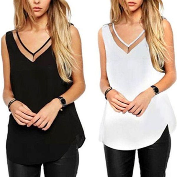 summer casual sleeveless mesh shirts fashion breathable blouse ladies slim v neck tank skin-friendly comfortable t-shirt women's tanks, White 
summer casual sleeveless mesh shirts fashion breathable blouse ladies slim v neck tank skin-friendly comfortable t-shirt women's tanks, White