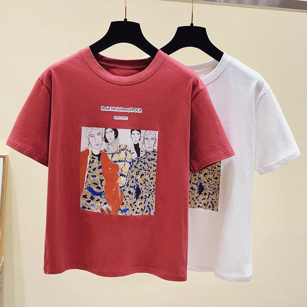 women's t-shirt cotton printing plus size korean short sleeve loose fashion tshirt casual o-neck summer t-shirts houthion, White
women's t-shirt cotton printing plus size korean short sleeve loose fashion tshirt casual o-neck summer t-shirts houthion, White