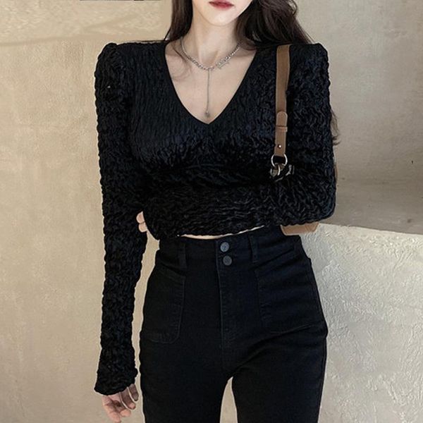 fashion women folds blouse and girls v neck slim crop long sleeve shirt cropped blouses women's & shirts, White
fashion women folds blouse and girls v neck slim crop long sleeve shirt cropped blouses women's & shirts, White