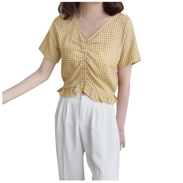 vintage crop women clothes blouse short sleeve v neck shirts ruffles plaid blouses blusas mujer de moda 2021 women's &, White
vintage crop women clothes blouse short sleeve v neck shirts ruffles plaid blouses blusas mujer de moda 2021 women's &, White