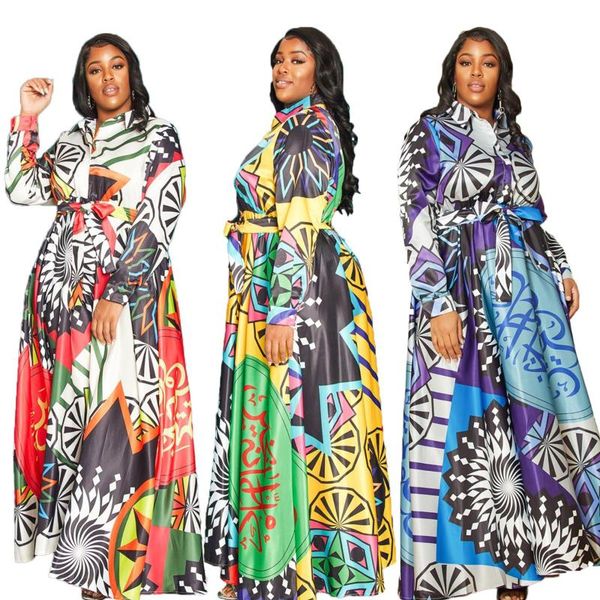 casual dresses women's plus size long-sleeved dress 2021 digital printing lapel fashion african ethnic style long skirt, Black;gray
casual dresses women's plus size long-sleeved dress 2021 digital printing lapel fashion african ethnic style long skirt, Black;gray