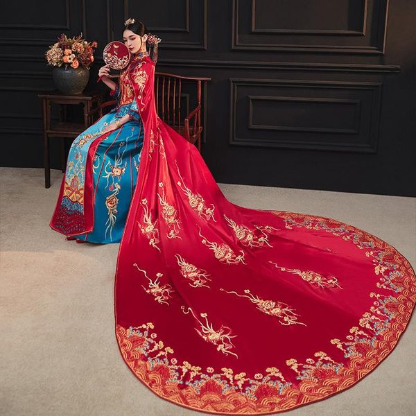 elegant embroidery cheongsam with big shawl chinese vintage style women qipao lady satin bride wedding dress marriage suit ethnic clothing, Red
elegant embroidery cheongsam with big shawl chinese vintage style women qipao lady satin bride wedding dress marriage suit ethnic clothing, Red
