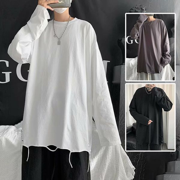 men's t shirts high street hip hop cut hole solid color trend with bottom shirt spring and autumn thin fashion brand long sleeve t-shir, White;black
men's t shirts high street hip hop cut hole solid color trend with bottom shirt spring and autumn thin fashion brand long sleeve t-shir, White;black