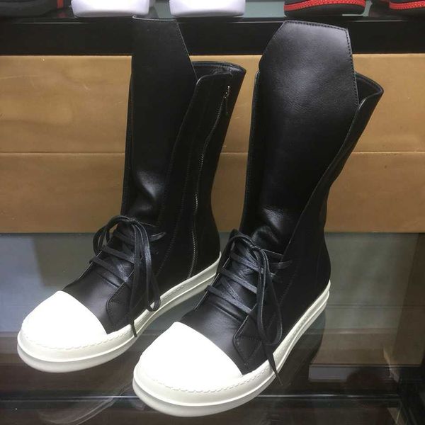 autumn winter designer rick boot men women thick white bottom flat platform shoes high long genuine leather boots, Black
autumn winter designer rick boot men women thick white bottom flat platform shoes high long genuine leather boots, Black