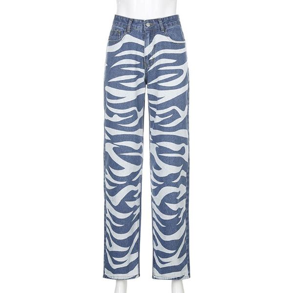 women harajuku printing high waist jeans zebra pattern pants loose wide leg long trousers vintage style streetwear fall women's, Blue
women harajuku printing high waist jeans zebra pattern pants loose wide leg long trousers vintage style streetwear fall women's, Blue