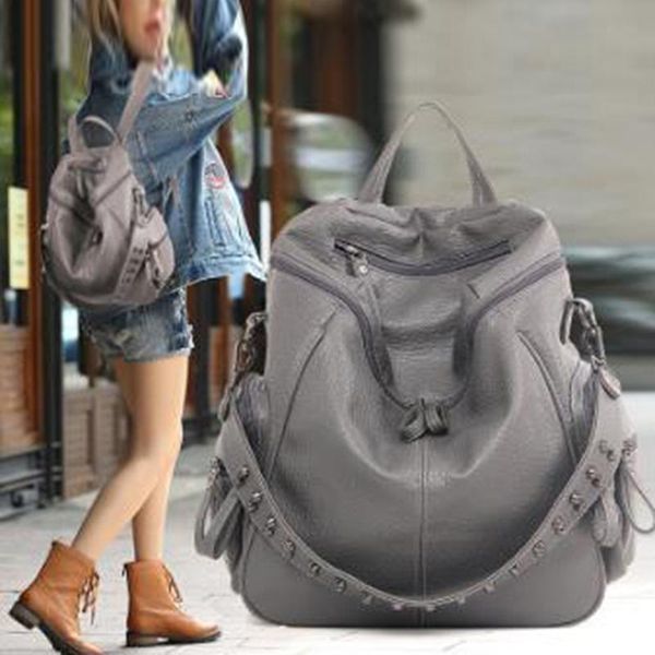 women backpack purse 3 ways pu washed leather rivet studded ladies rucksack shoulder bag black gray school bags
women backpack purse 3 ways pu washed leather rivet studded ladies rucksack shoulder bag black gray school bags