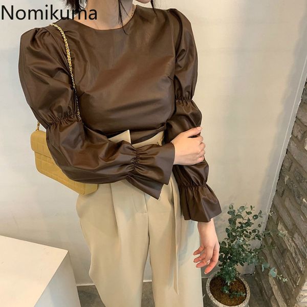 nomikuma backless lace up puff sleeve shirts women solid color o neck pu leather stylish blouse female korean chic blusas mujer 210514, White
nomikuma backless lace up puff sleeve shirts women solid color o neck pu leather stylish blouse female korean chic blusas mujer 210514, White
