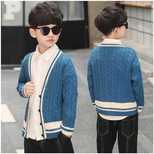 cardigan 2021 children's clothing boys thickenin sweater knit jacket for big children england style autumn clothes, Blue
cardigan 2021 children's clothing boys thickenin sweater knit jacket for big children england style autumn clothes, Blue