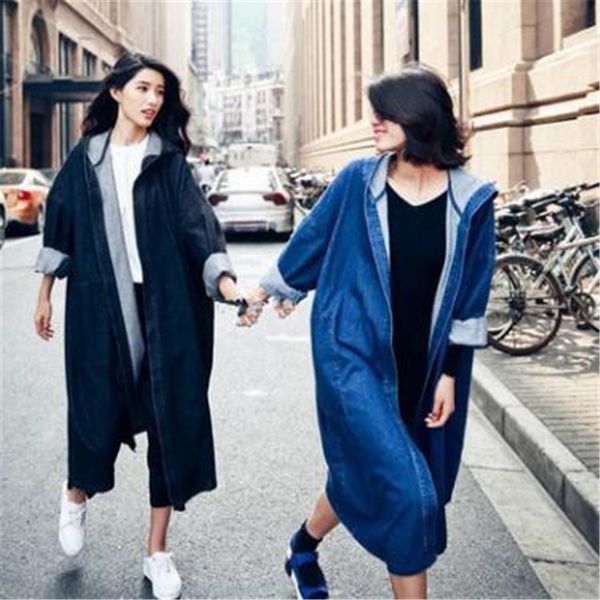 luxury women's jackets 2021 autumn bf style casual loose over knee hooded denim windbreaker coat women, Black;brown
luxury women's jackets 2021 autumn bf style casual loose over knee hooded denim windbreaker coat women, Black;brown