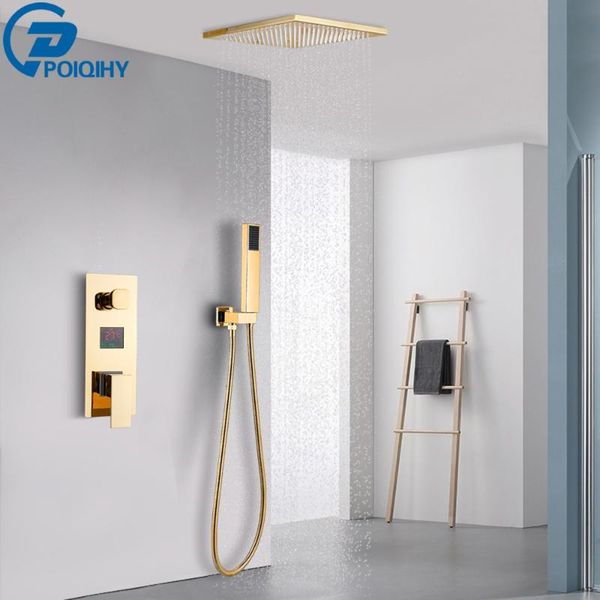 golden shower set concealed faucet wall mounted digital temperature display bathtub mixers tap bathroom sets 
golden shower set concealed faucet wall mounted digital temperature display bathtub mixers tap bathroom sets