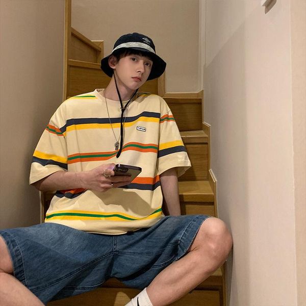 men's t-shirts pure cotton striped for men with short sleeves in summer, loose and versatile, korean fashion hong kong, White;black
men's t-shirts pure cotton striped for men with short sleeves in summer, loose and versatile, korean fashion hong kong, White;black