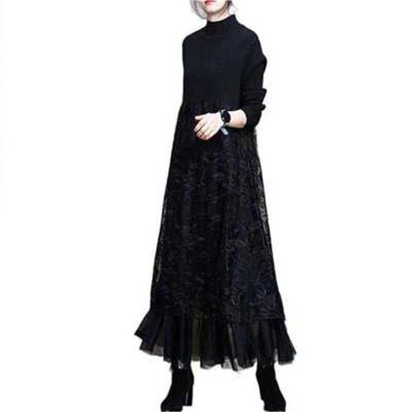 casual dresses 2021 arrivals vintage women's long dress embroidery lace turtleneck female pleated vestido loose lady knitted sweaters, Black;gray
casual dresses 2021 arrivals vintage women's long dress embroidery lace turtleneck female pleated vestido loose lady knitted sweaters, Black;gray