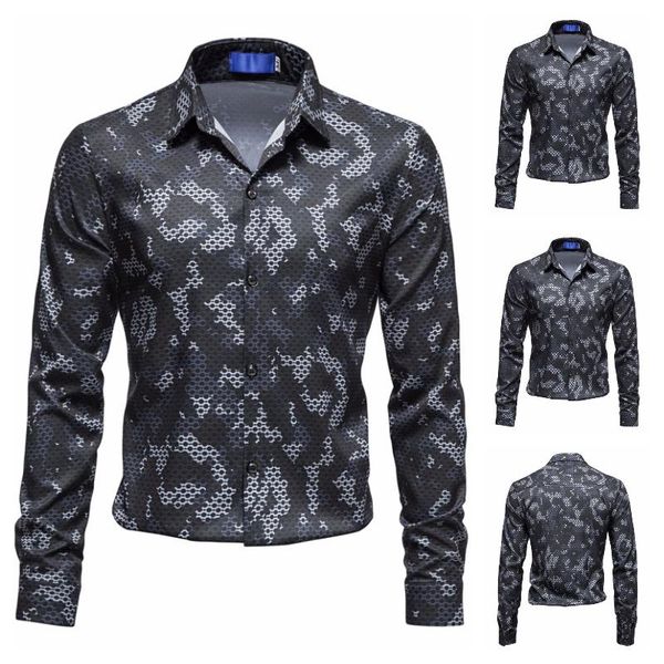 men's casual shirts 2021 spring autumn european code camouflage print single breasted loose business long sleeve, White;black
men's casual shirts 2021 spring autumn european code camouflage print single breasted loose business long sleeve, White;black