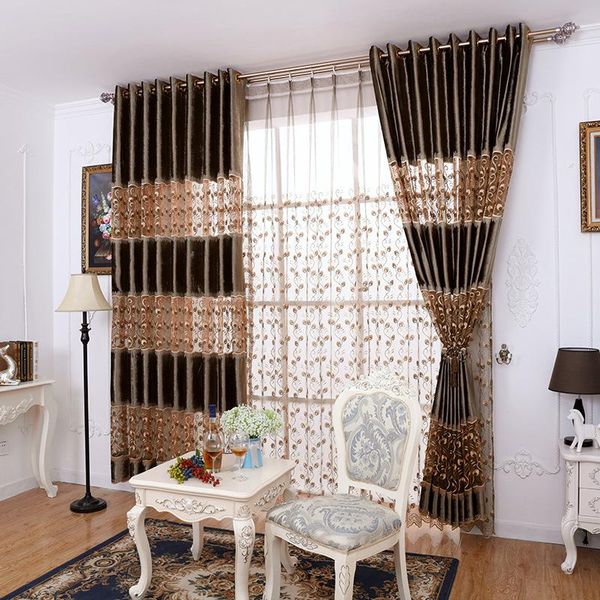 european style blackout curtains fashion and modern living room bedroom floor-to-ceiling windows embroidered curtain & drapes
