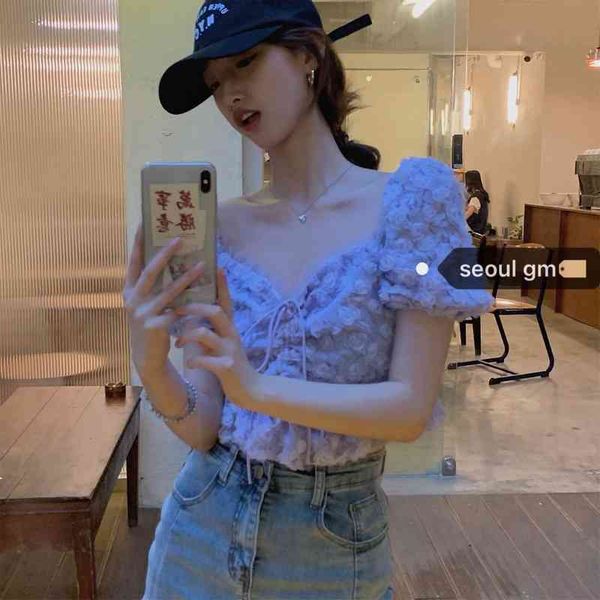chic vintage girls sweet puff short sleeve three-dimensional rose petals purple blouse women fashion blusa mujer floral 210429, White
chic vintage girls sweet puff short sleeve three-dimensional rose petals purple blouse women fashion blusa mujer floral 210429, White