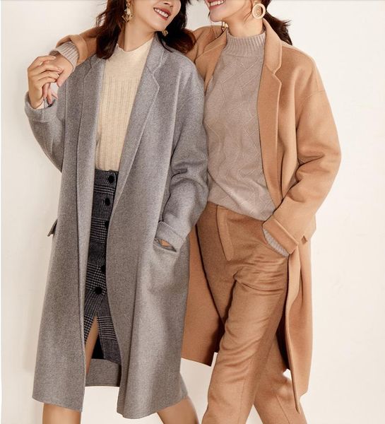 women's wool & blends double faced woolen coat middle long loose 100% hepburn tweed, Black
women's wool & blends double faced woolen coat middle long loose 100% hepburn tweed, Black