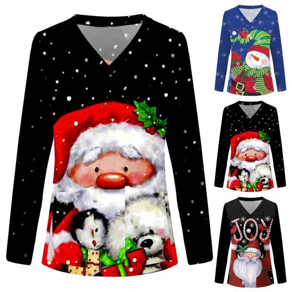 women's t-shirt christmas cartoon printed t-shirts women long sleeve v-neck with pocket autumn working uniform casual loose #yj, White
women's t-shirt christmas cartoon printed t-shirts women long sleeve v-neck with pocket autumn working uniform casual loose #yj, White