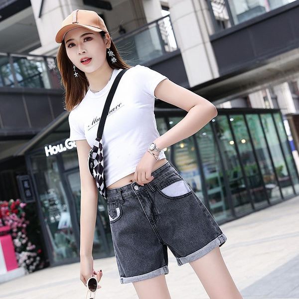 women's denim shorts classic vintage high waist blue wide leg female caual summer ladies jeans for women, White;black
women's denim shorts classic vintage high waist blue wide leg female caual summer ladies jeans for women, White;black