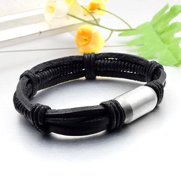 link, chain gokadima multi leather bracelet men braided bracelets stainless steel magnet clasp jewelry wl012, Black
link, chain gokadima multi leather bracelet men braided bracelets stainless steel magnet clasp jewelry wl012, Black