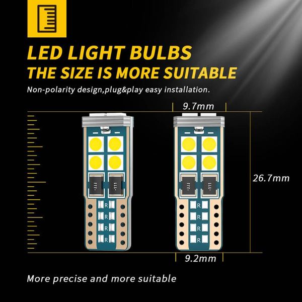 pcs t10 led car w5w bulbs canbus 10-smd 168 194 6000k 12v white interior dome light clearance non-polar headlights
pcs t10 led car w5w bulbs canbus 10-smd 168 194 6000k 12v white interior dome light clearance non-polar headlights