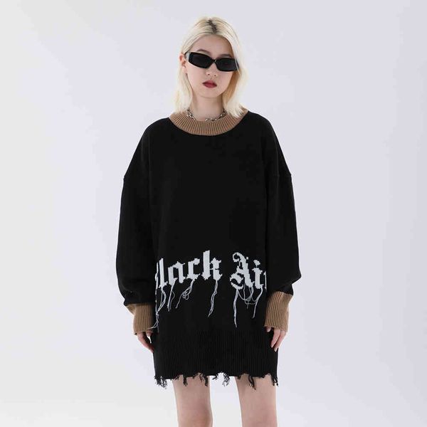 sweaters sweater gothic designer women's winter 2021 large sleeves long korean fashion trend streetwear clothes, White;black
sweaters sweater gothic designer women's winter 2021 large sleeves long korean fashion trend streetwear clothes, White;black