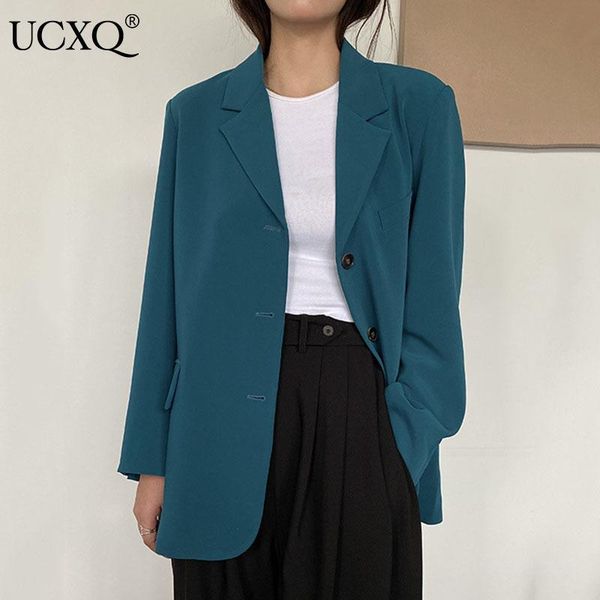 women's suits & blazers ucxq woman blazer jacket casual korean loose straight tube temperament notched solid 2021 spring and autumn fas, White;black
women's suits & blazers ucxq woman blazer jacket casual korean loose straight tube temperament notched solid 2021 spring and autumn fas, White;black