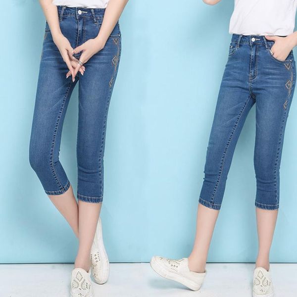 embroidery jeans for women high waist plus size summer calf length thin softener skinny female pencil denim pants 6xl women's, Blue
embroidery jeans for women high waist plus size summer calf length thin softener skinny female pencil denim pants 6xl women's, Blue