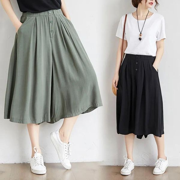 women's pants & capris women culottes 2021 summer plus size loose wide leg high waist cotton skirts casual calf-length, Black;white
women's pants & capris women culottes 2021 summer plus size loose wide leg high waist cotton skirts casual calf-length, Black;white