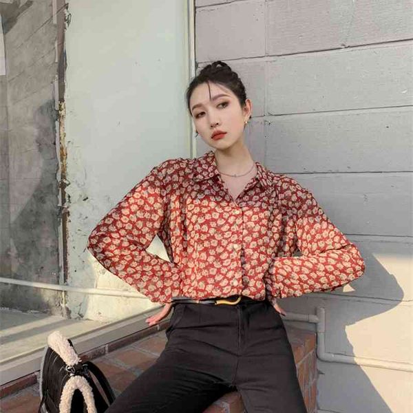 women's blouses & shirts spring floral vintage red for women fashion long sleeve button up collared korean ladies igho, White
women's blouses & shirts spring floral vintage red for women fashion long sleeve button up collared korean ladies igho, White