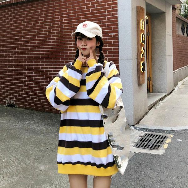 women's hoodies & sweatshirts long sleeve fashion brand o-neck striped sweet pullovers korean style clothing loose modis, Black
women's hoodies & sweatshirts long sleeve fashion brand o-neck striped sweet pullovers korean style clothing loose modis, Black