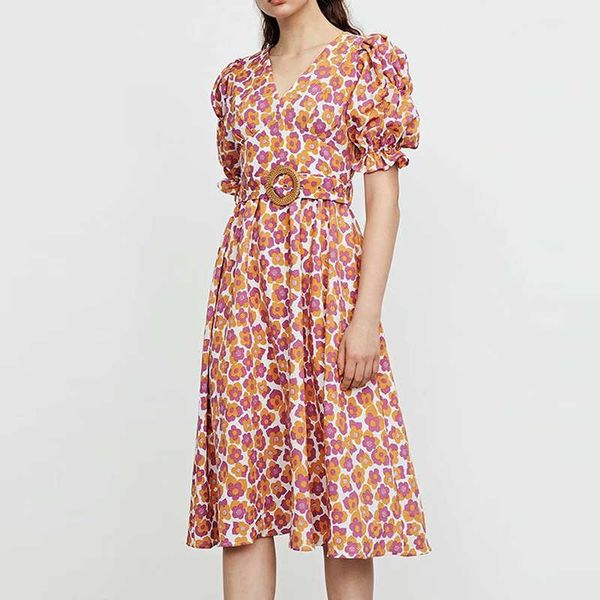 dress summer fashion printed v-neck party women chic slim fit with belt office youth women's 210601, Black;gray
dress summer fashion printed v-neck party women chic slim fit with belt office youth women's 210601, Black;gray