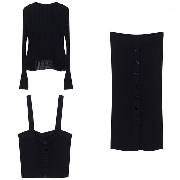 two piece dress 3 pieces set slim fit women suit button tassel knitted sets solid cardigan camis mid-calf skirt high spring summer 2021, White
two piece dress 3 pieces set slim fit women suit button tassel knitted sets solid cardigan camis mid-calf skirt high spring summer 2021, White