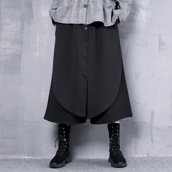 women's pants & capris johnature women wide leg black high waist trouser 2021 spring elastic button fashion cloths loose, Black;white
women's pants & capris johnature women wide leg black high waist trouser 2021 spring elastic button fashion cloths loose, Black;white