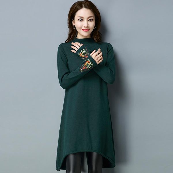 casual dresses autumn winter loose knitted sweater women fashion half turtleneck pullover female embroidery dress, Black;gray
casual dresses autumn winter loose knitted sweater women fashion half turtleneck pullover female embroidery dress, Black;gray