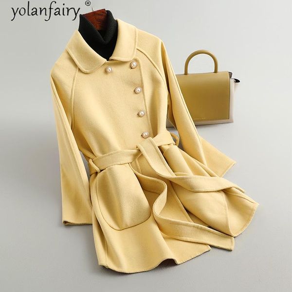 women's wool & blends 100% real coat female jacket women 2021 fall clothes for double-sided elegant korean jackets womens autumn kj5538, Black
women's wool & blends 100% real coat female jacket women 2021 fall clothes for double-sided elegant korean jackets womens autumn kj5538, Black