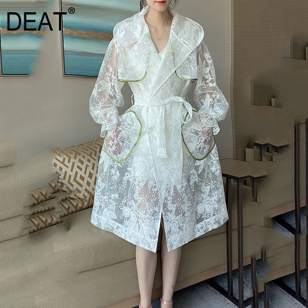 {deat} women white embroidery pockets hooded long lantern sleeve slim fit windbreaker fashion tide summer 7e1215 210421, Tan;black
{deat} women white embroidery pockets hooded long lantern sleeve slim fit windbreaker fashion tide summer 7e1215 210421, Tan;black