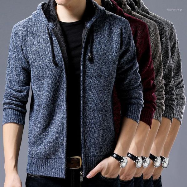 men's sweaters autumn winter mens long sleeve thick hooded cardigan sweater knitted blue male knitwear zip up sweatercoat, White;black
men's sweaters autumn winter mens long sleeve thick hooded cardigan sweater knitted blue male knitwear zip up sweatercoat, White;black