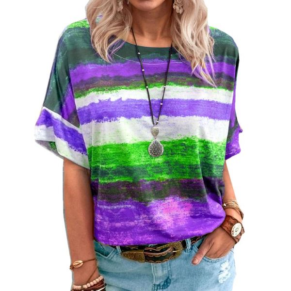 women's t-shirt women clothes 2021 gradient stripes tshirts short sleeve t shirt summer casual loose tunic woman tees, White
women's t-shirt women clothes 2021 gradient stripes tshirts short sleeve t shirt summer casual loose tunic woman tees, White