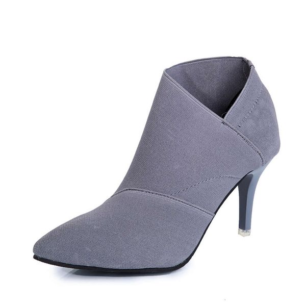 autumn and winter pointed fashion high heel thin temperament grey elastic cloth nude boots large women's, Black
autumn and winter pointed fashion high heel thin temperament grey elastic cloth nude boots large women's, Black