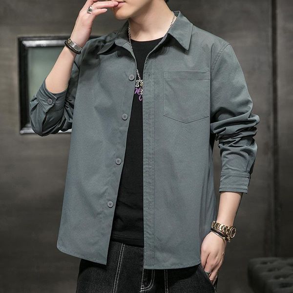 men's casual shirts autumn 2021 plain color shirt youth relaxed trend simple clothing, White;black
men's casual shirts autumn 2021 plain color shirt youth relaxed trend simple clothing, White;black
