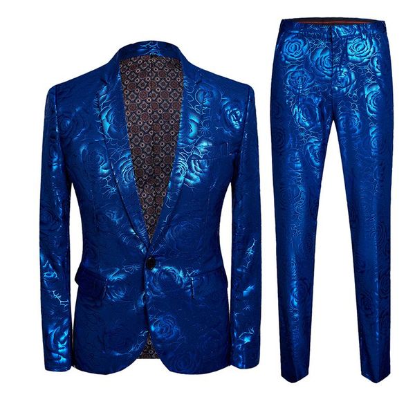 men's suits & blazers mens stylish shiny blue rose print 2 pieces set latest coat pant designs men for weddingslim fit singers clothing, White;black
men's suits & blazers mens stylish shiny blue rose print 2 pieces set latest coat pant designs men for weddingslim fit singers clothing, White;black