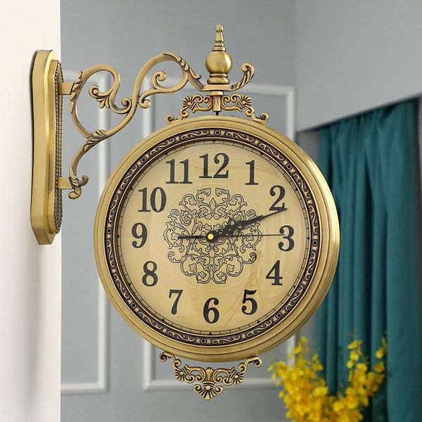 north europe large vintage metal wall clock double side iron mute watch for home living room decoration clocks
north europe large vintage metal wall clock double side iron mute watch for home living room decoration clocks