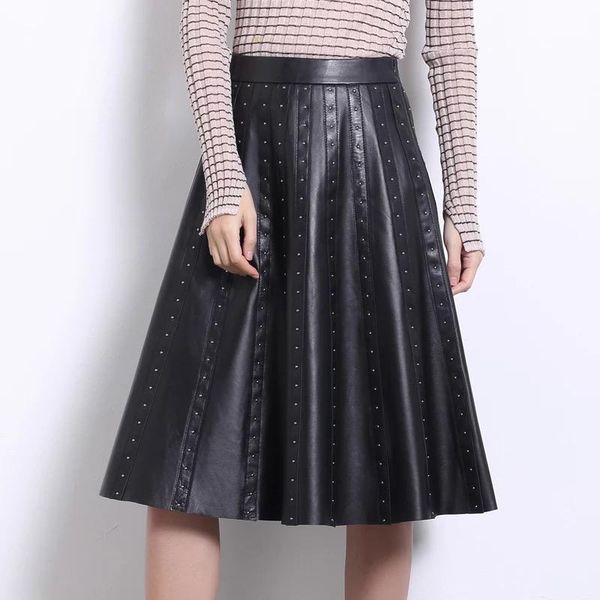 genuine leather pleated skirt 2021 winter and autumn long skirts womens black sheepskin plus size
genuine leather pleated skirt 2021 winter and autumn long skirts womens black sheepskin plus size