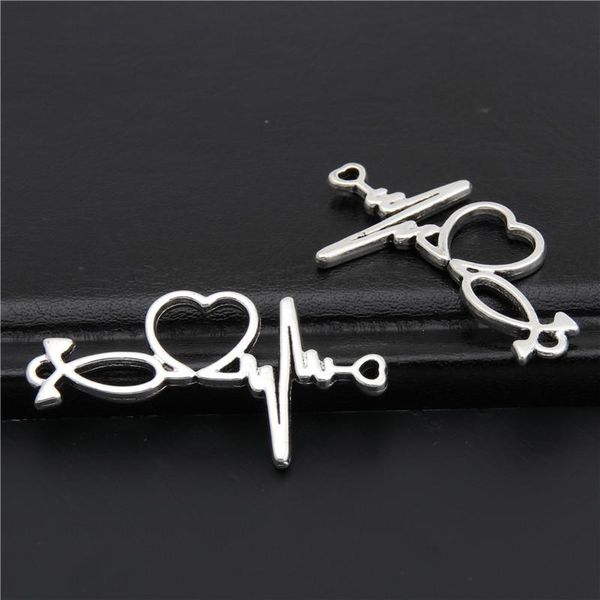 pendants 8pcs silver color radio waves electrocardiogram connector heart charms metal bracelet necklace jewelry findings, Black
pendants 8pcs silver color radio waves electrocardiogram connector heart charms metal bracelet necklace jewelry findings, Black