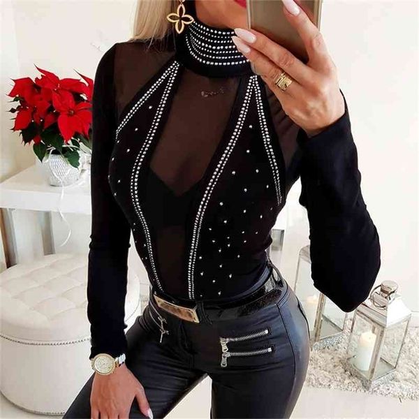women mesh rhinestone stand collar ladies t-shirt solid black woman tee shirt long sleeve slim fit female d30 210330, White
women mesh rhinestone stand collar ladies t-shirt solid black woman tee shirt long sleeve slim fit female d30 210330, White