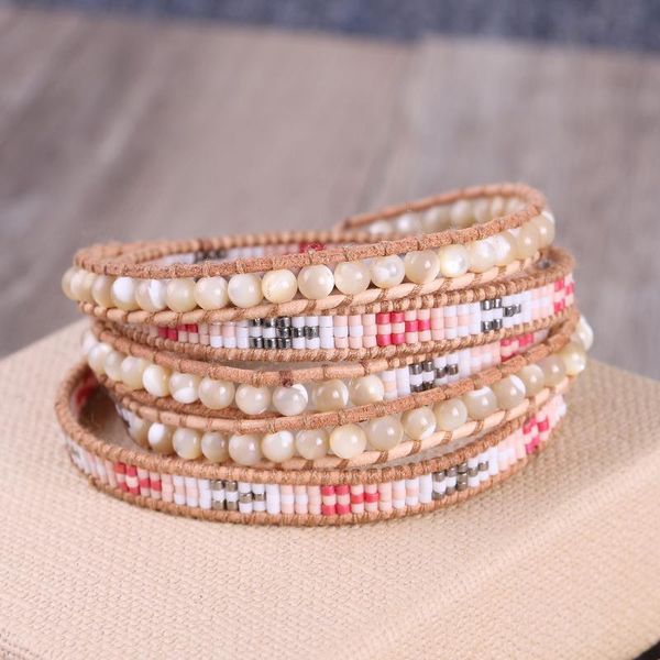 tennis kelitch beige moon stone bracelets woven braided 5 wrap strand miyuki seed beaded cuff bangles jewelry fashion pulseras, Golden;silver