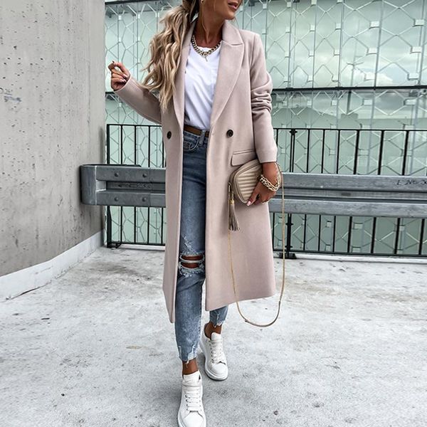 women's wool & blends women winter elegant turn-down collar woolen coat fashion long sleeve lady outerwear autumn casual overcoat stree, Black
women's wool & blends women winter elegant turn-down collar woolen coat fashion long sleeve lady outerwear autumn casual overcoat stree, Black