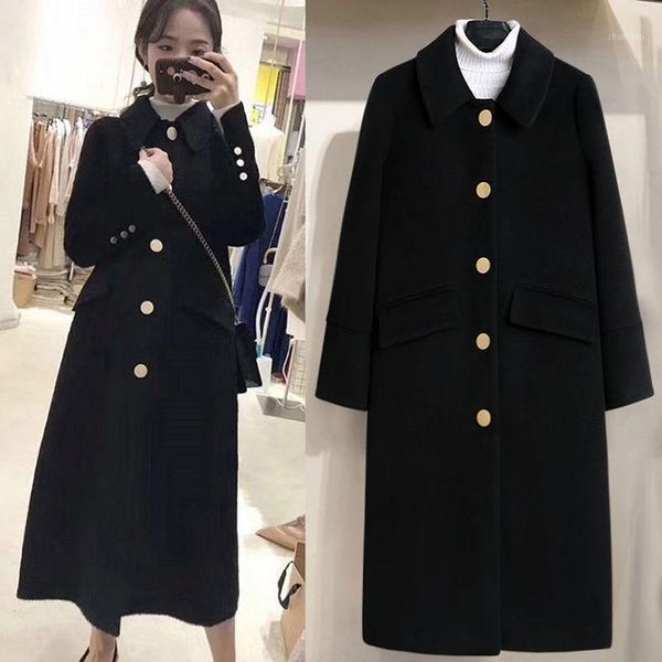 women's wool & blends 2021 winter women mid length coats female single breasted solid jackets ladies casual double-sided cashmere q550, Black
women's wool & blends 2021 winter women mid length coats female single breasted solid jackets ladies casual double-sided cashmere q550, Black