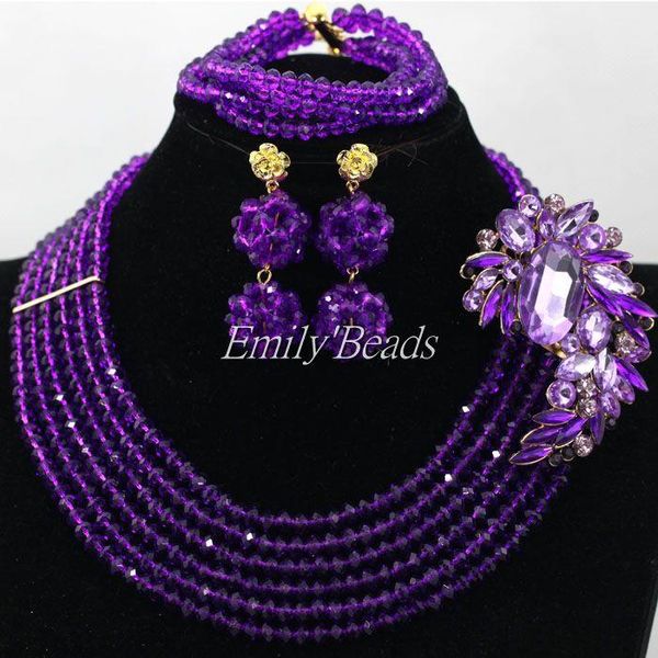 earrings & necklace nigerian wedding crystal beads set women gift jewelry purple african beaded alj211, Silver
earrings & necklace nigerian wedding crystal beads set women gift jewelry purple african beaded alj211, Silver